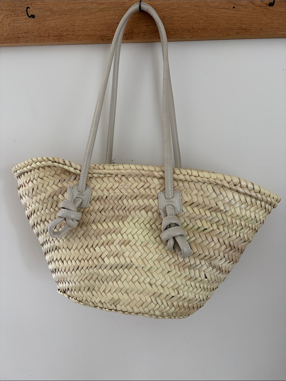 Mango Natural Straw Tote with Beige Leather Handles - Picture 8 of 10